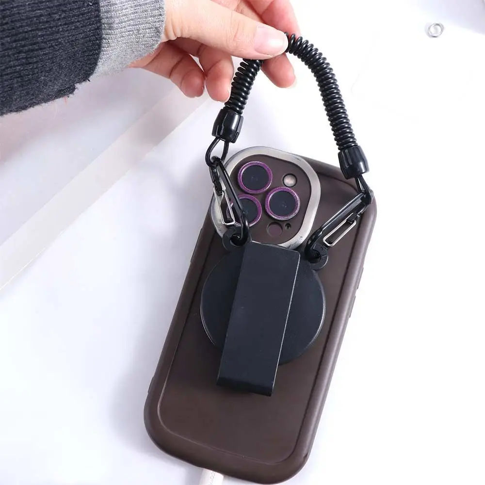 Free Hands Magnetic Phone Holder Spring Rope Metal Hook Phone Belt Clip Holder Quick Release Detachable Phone Backpack Clip