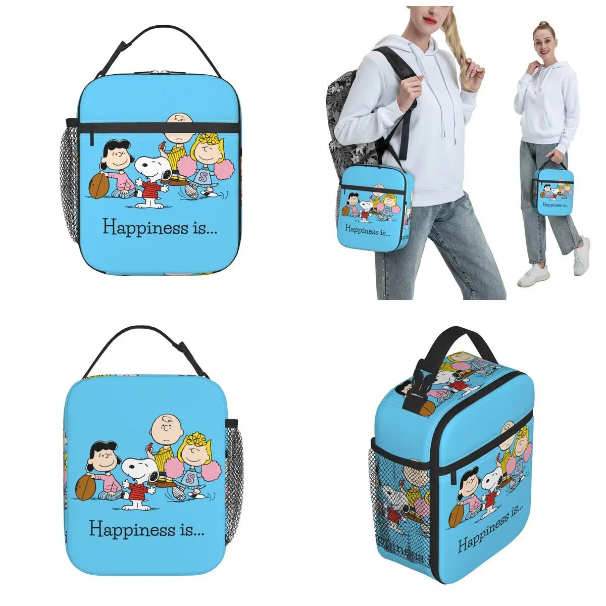 Borsa termica per il pranzo alle arachidi Snoopy e Charlie Brown Merch Cute Cartoon Comic Lunch Food Bag Cooler Thermal Bento Box per Picnic