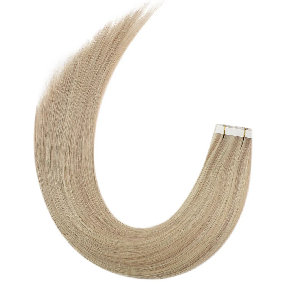 LaaVoo-Fita invisível em extensões de cabelo para mulheres, cabelo humano reto real, virgem sem costura, trama de pele, 12 meses, 25G e 50G