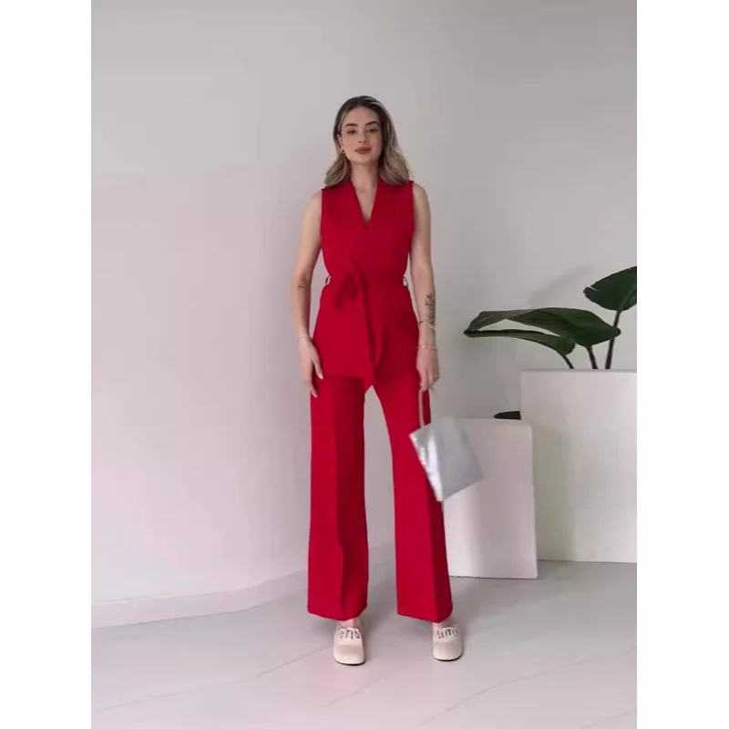 2024Amazon Cross-Border Fashion Leisure Suit Vest Trousers Suit Women's Clothing