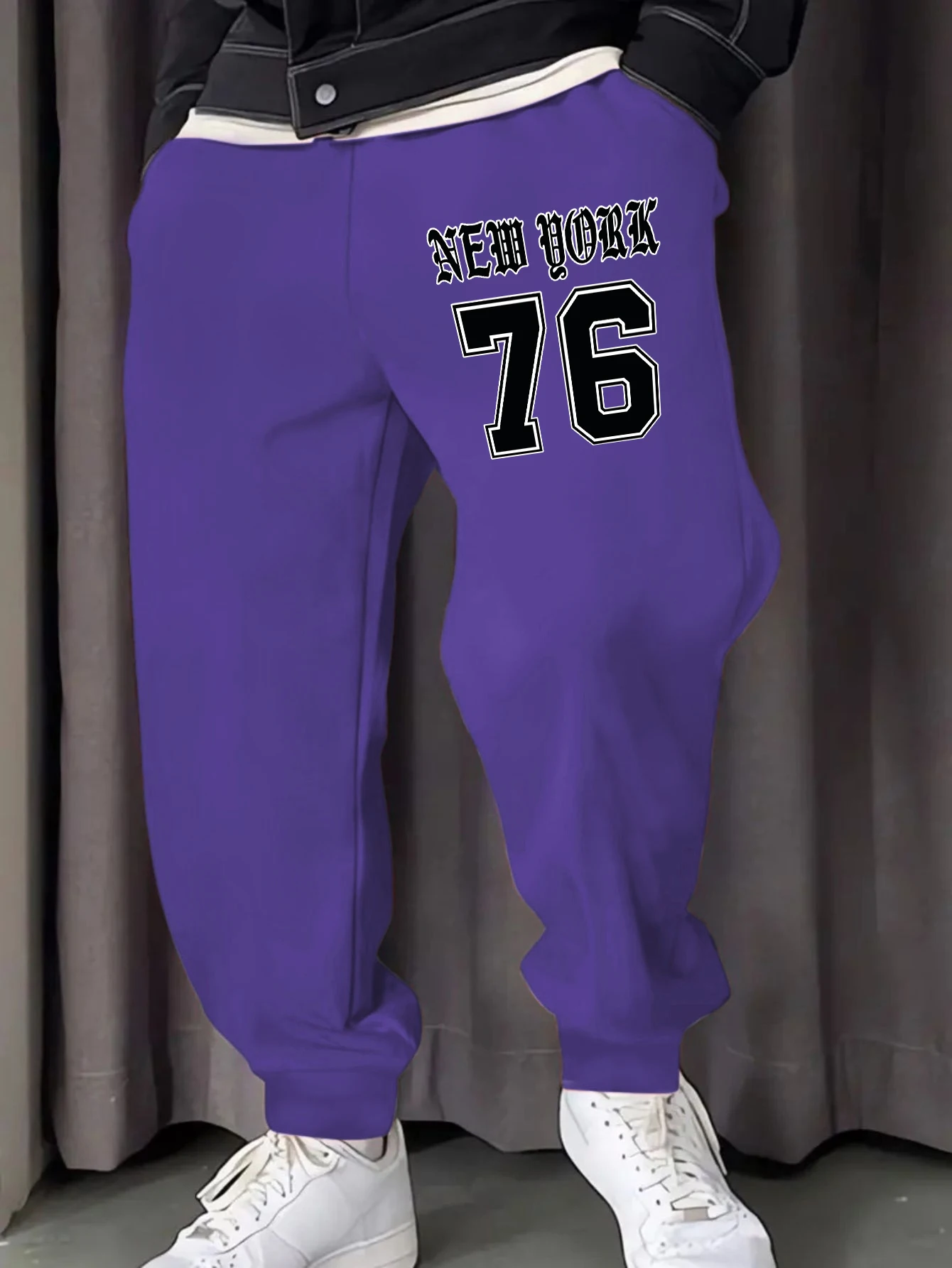 New York City 76 modello uomo pantaloni sportivi in pile moda pantaloni da jogging tasca pantaloni Hip Hop autunno Harajuku abbigliamento unisex