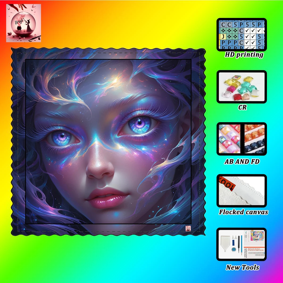 

【mBruji_ Diamond Art】Mysterious girl itch Rhinestone Crystal AB Rhinestone FD Rhinestone Perfect Resin Diamon