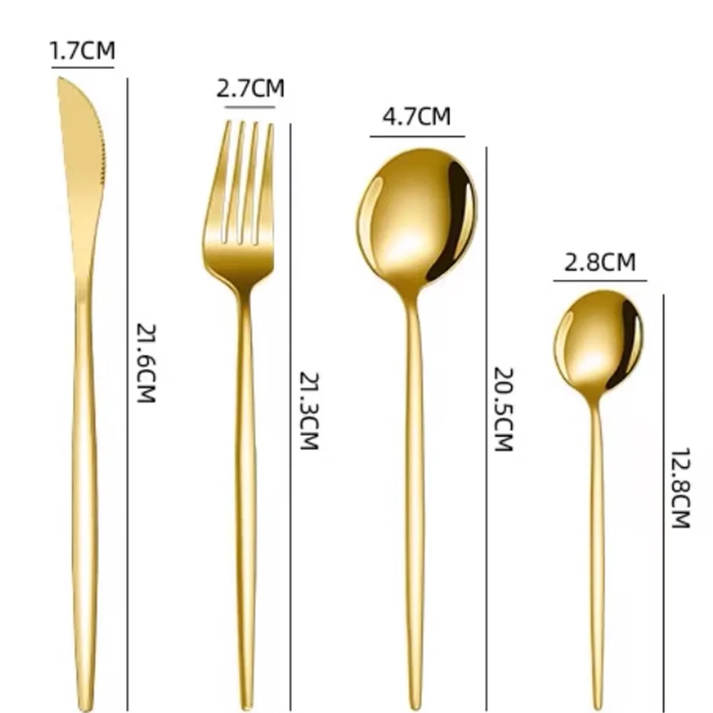 24pc/pack Titanium Plated Gold Gift Box Stainless Steel Knife Fork Spoon Tableware Flatware Set Festival Kitchen Dinnerware Gift