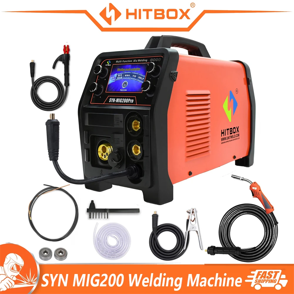 HITBOX 200A 4 in 1 Mig Semi-Automatic Welding Machine MIG/LIFT TIG/MMA IGBT Inverter Welder for Aluminium Stainless Steel 220V