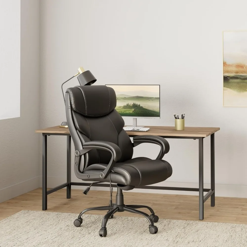 كرسي مكتب مريح عالي التحمل مع تدليك ودعم قطني وظهر مرتفع بسعة 400 رطل