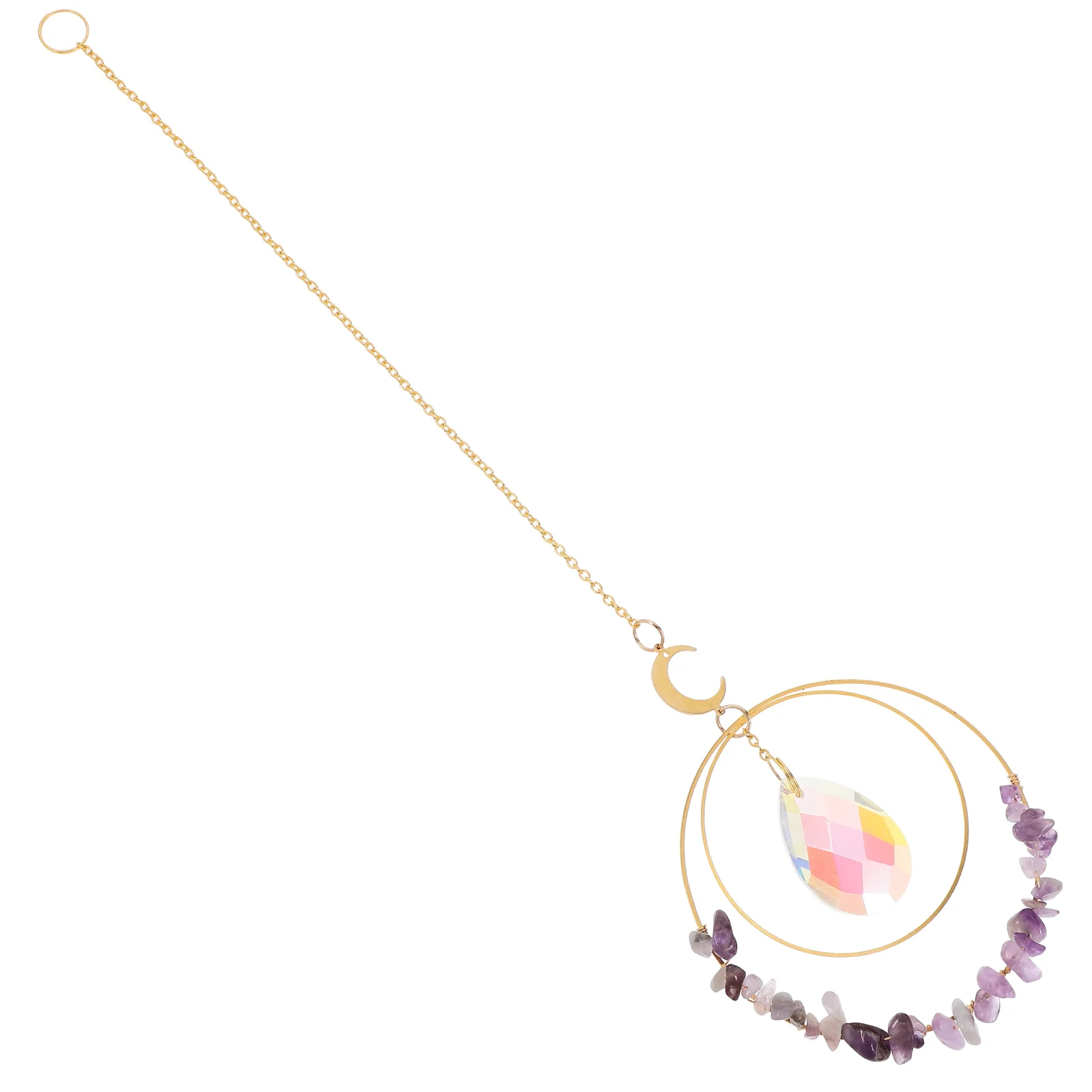 

Amethyst Wind Chime Crystal Suncatcher Decor Hanging Ornament Colorful Pendant Natural Crystals Window Chain