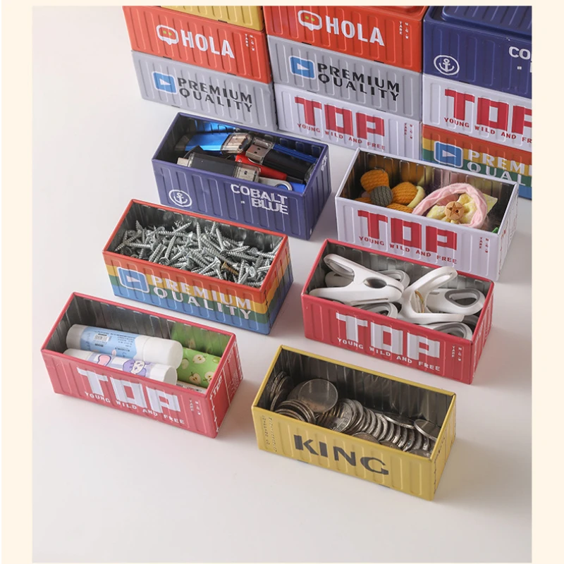 Container Storage Box, High Aesthetic Value, Container Metal Sheet, Small Storage Box, Desktop Decoration Iron Box