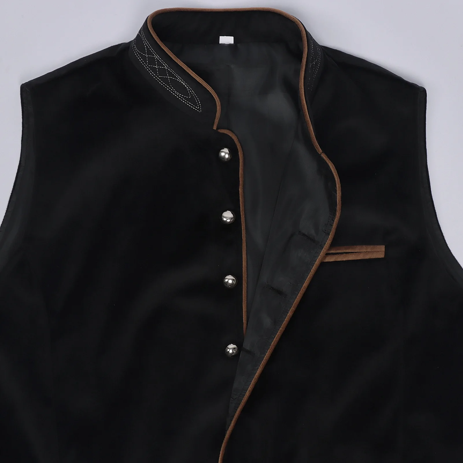 Munich Oktoberfest-Style Vest Stage Costume Fashionable Stand-Up Collar Vest for Halloween Bar Parties and Adult Wear for Unisex view 5