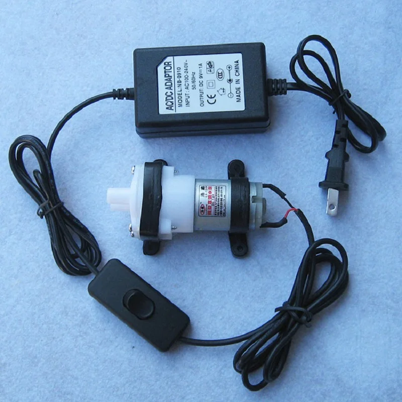 DC6-12V R385 Diaphragm Water-Cooled Notebook Tank Mini Aquarium Pump With Power Supply