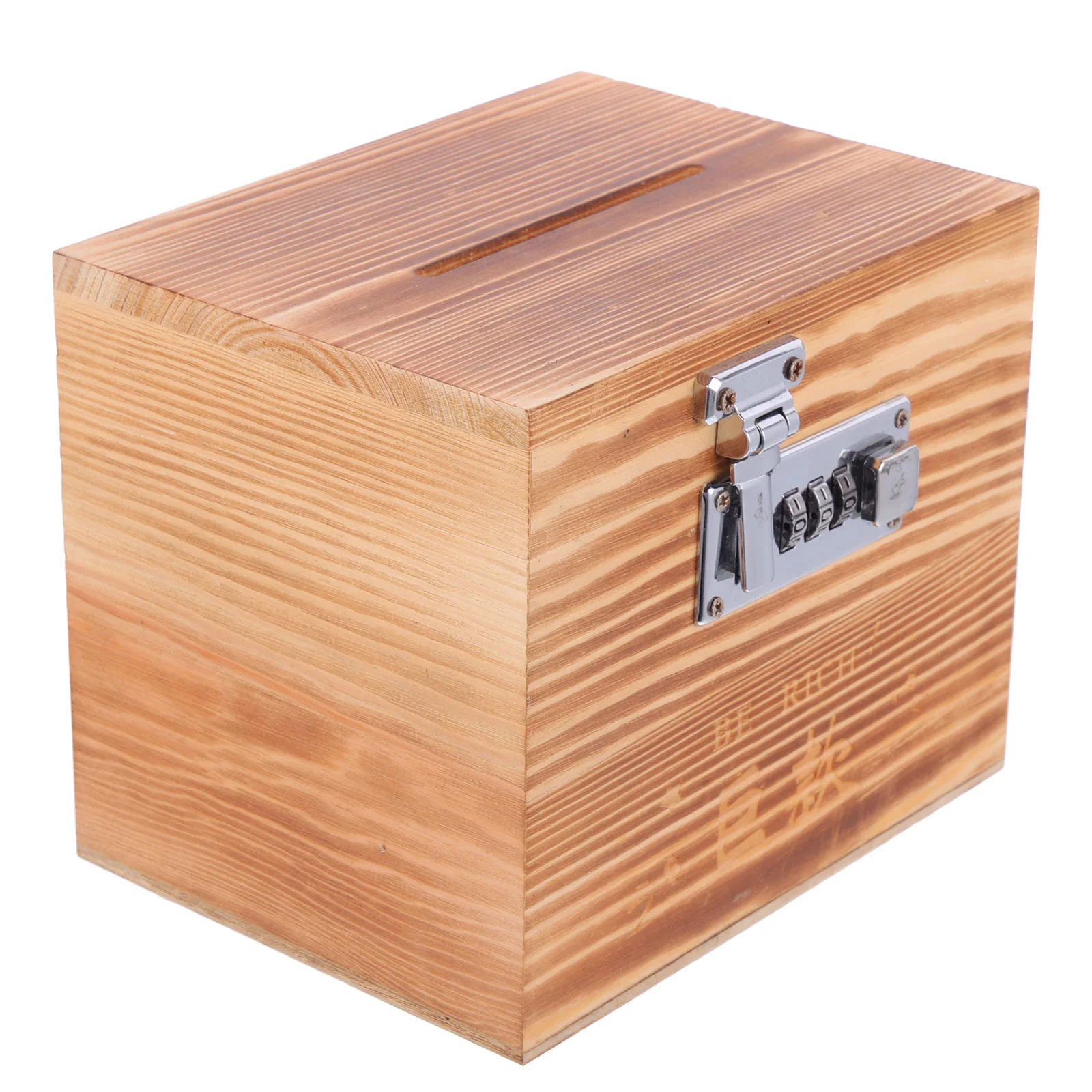 Password Lock Cash Box Jar for Money Vintage Decor Gift Holder Wooden Saving Big Piggy Bank Girls Baby