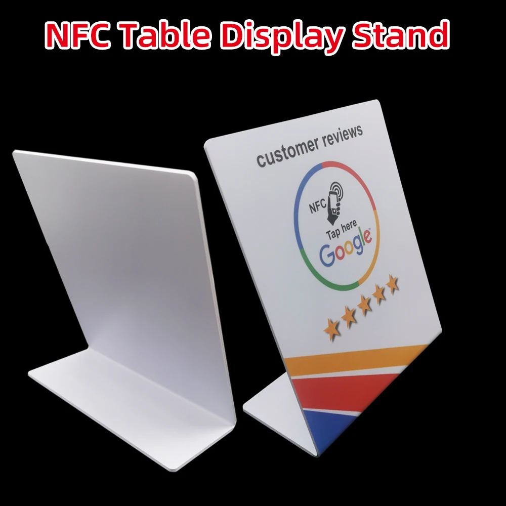 NFC 213 Table Display Stand 213 215 Chip 13.56Mhz 504Bytes  PVC NFC Scan Code Restaurant Card Google Review Display Card