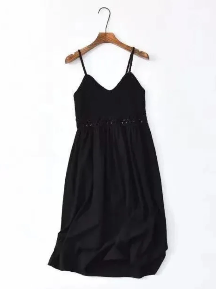 Weißes Kleid für Damen 2022, Vestidos De Mujer, V-Ausschnitt, ärmellos, lose Schlinge, Robe Femme, lose, aushöhlen, Sommer, süße Kleider