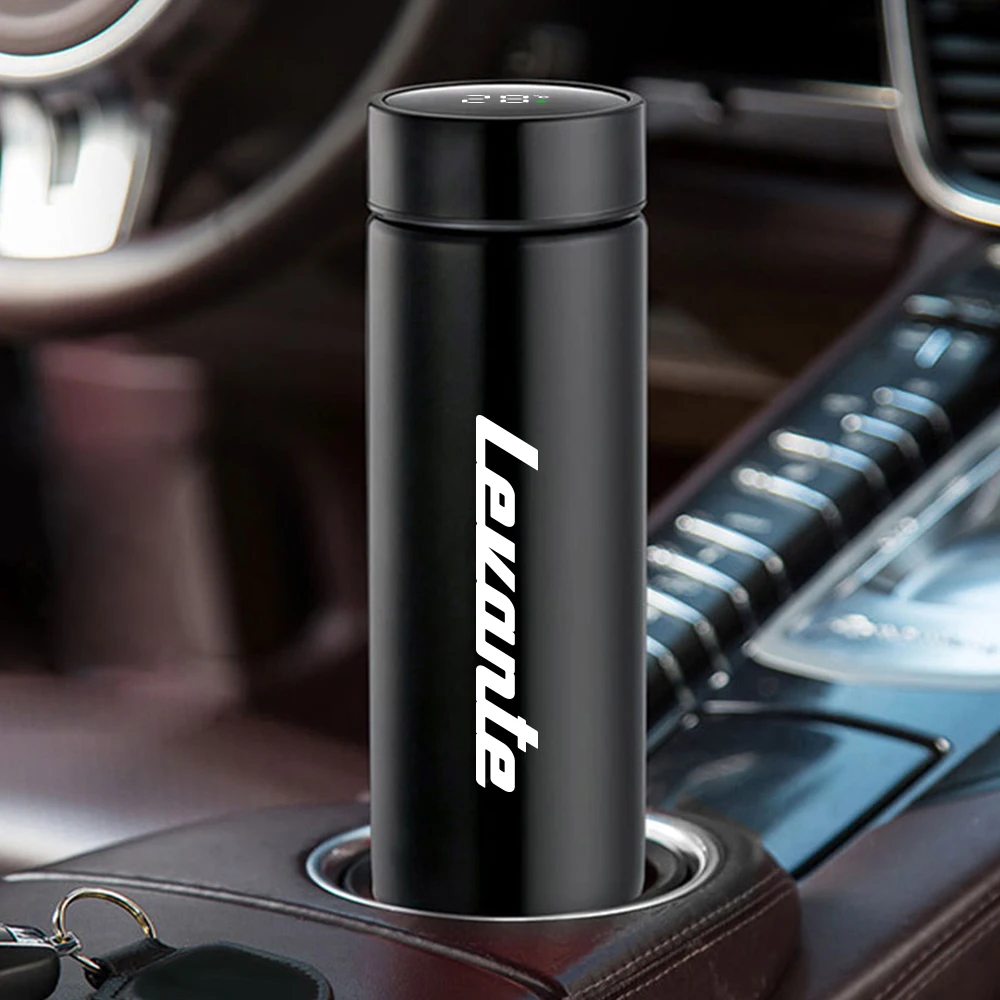 Car Intelligent Stainless Steel Thermos Cup Auto Water Bottle For Maserati Logo Mc20 Ghibli Levante Quattroporte Car Accessories