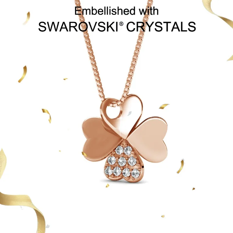 

Daisini 925 Sterling Silver Swarovski Crystals 4 Four Leaf Leaves Clover Pendant Necklaces Lover Birthday Fashion Jewelry Charm