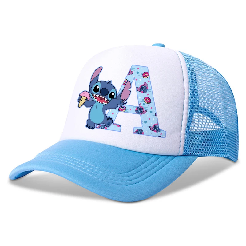 New Stitch Disney Children Baseball Caps English Letters Cartoon Hat Boys Girls Sun Hat Adjustable Peaked Cap Kid Birthday Gifts