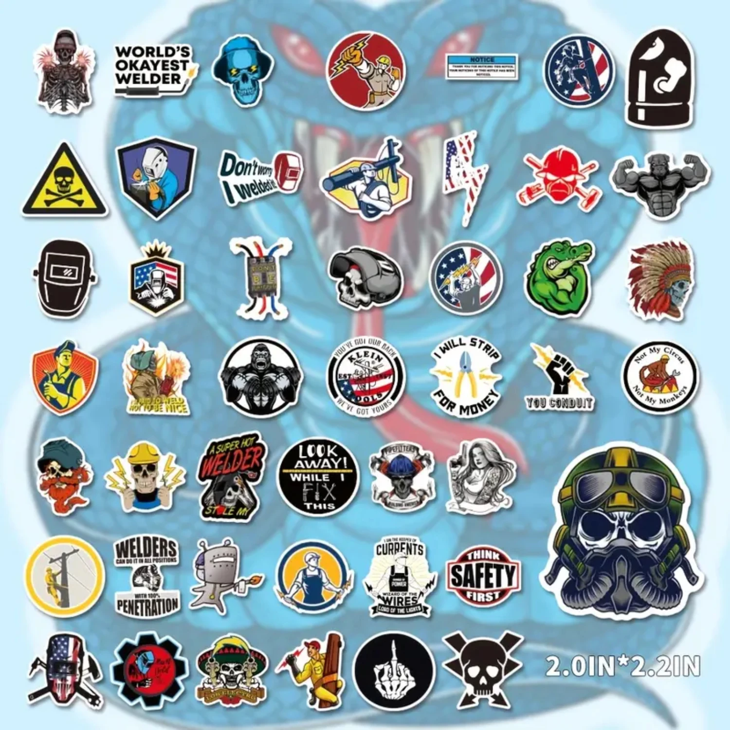 200 PCS Welding Stickers For Welding Hood & Tool Box 100% Vinyl Stickers Stickers For Adults Badass Welder Stickers Including Fl