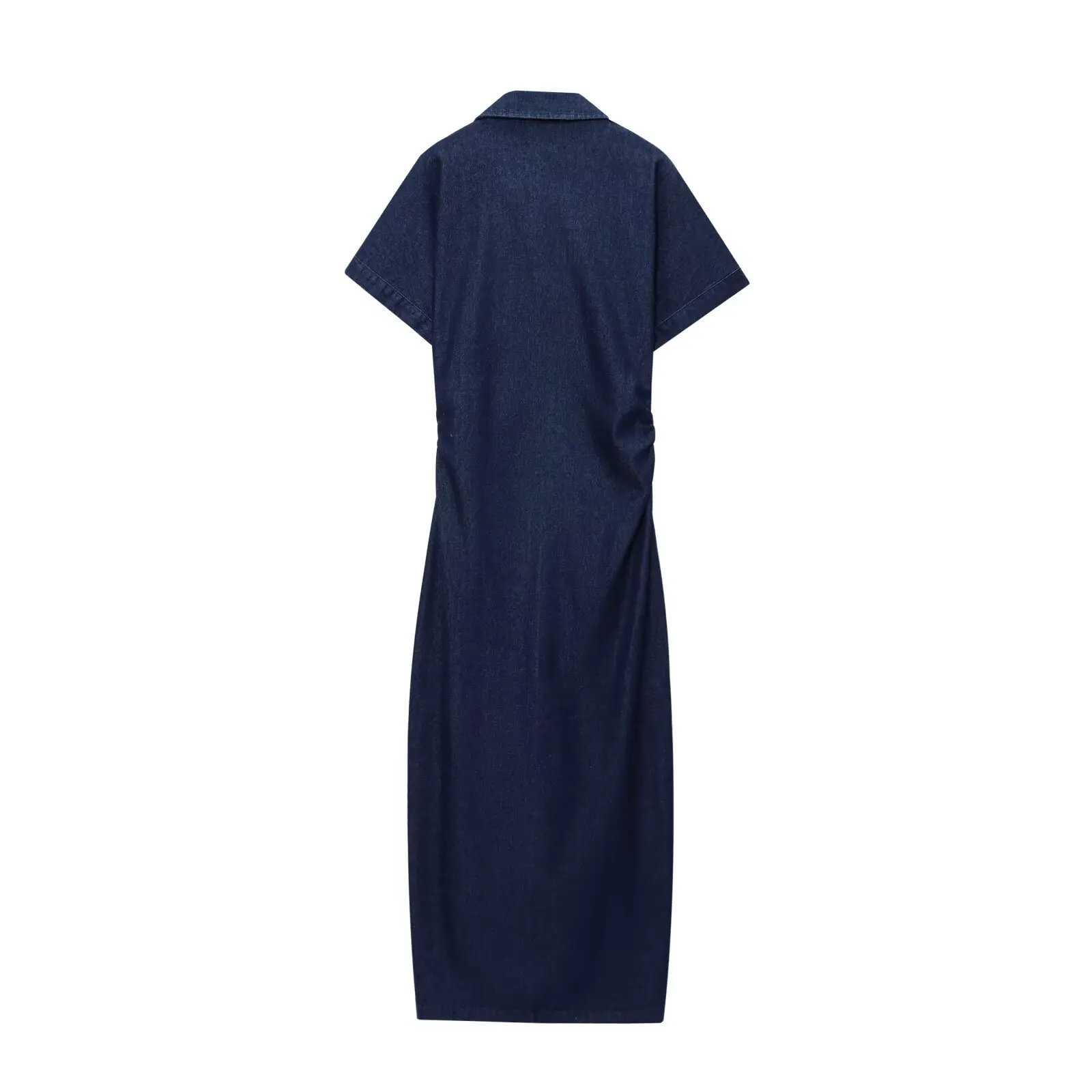 ZBZA Frühling Neue Faionable Design frauen Denim Midi Dr Ele Taille-Cinched H-Sle Polyester Faser Sommer Dr