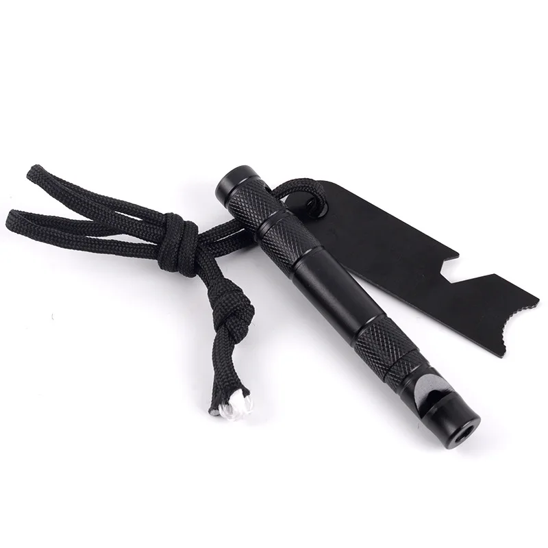 Multifunctional Outdoor Survival Kit Magnesium Flint Rod Emergency Whistle Stripper Tool Paracord Lanyard Waterproof Camping Gea