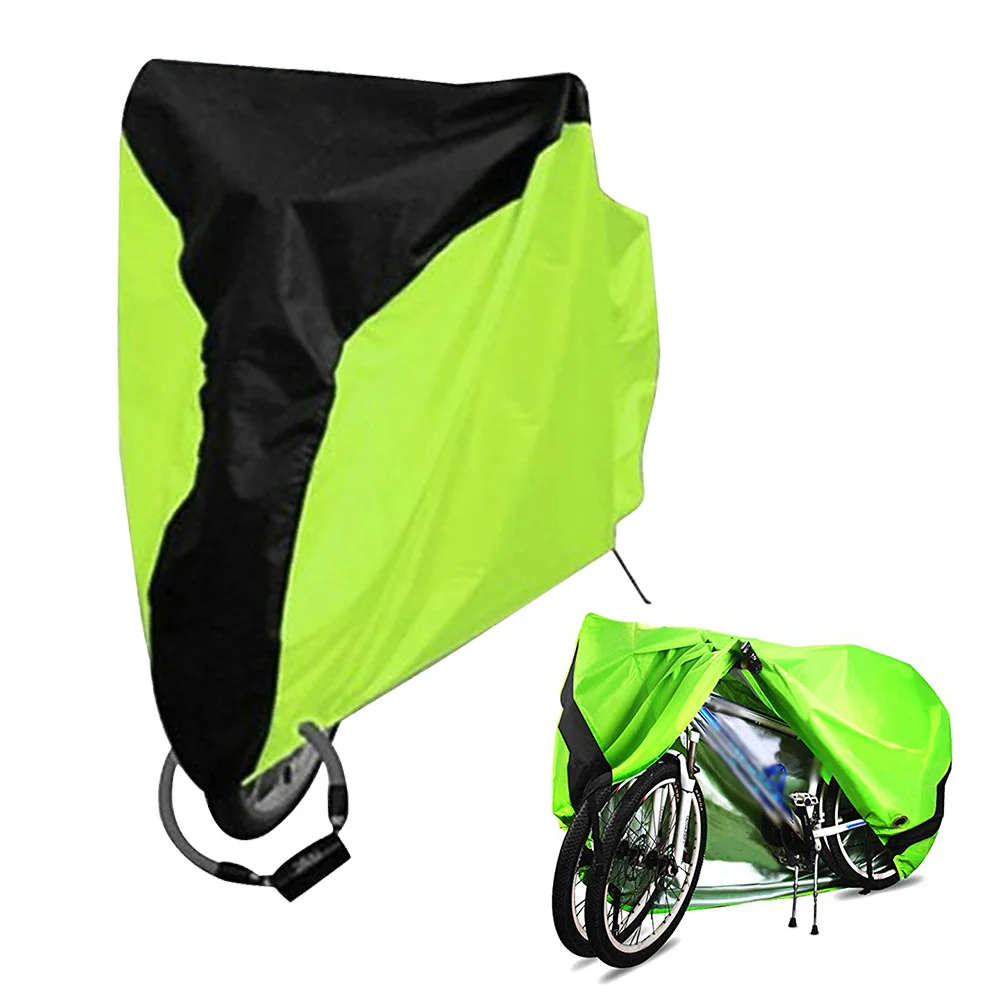 Waterproof Bike Cover Size M Black Center Fluorescent Green Outdoor Dustproof Cover Lockhole for Mountain Road Bike Protector