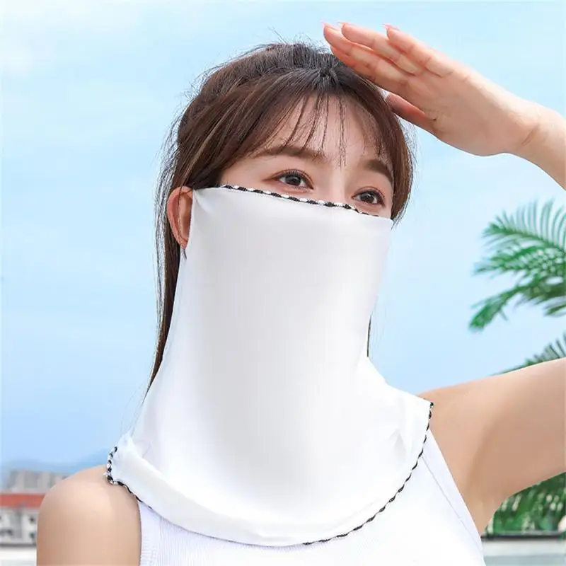 Outdoor Sunscreen Hanging Ear Mask Sports Riding Neck Shading Ice Silk Summer Scarf Breathable Face Towel Women's Mask