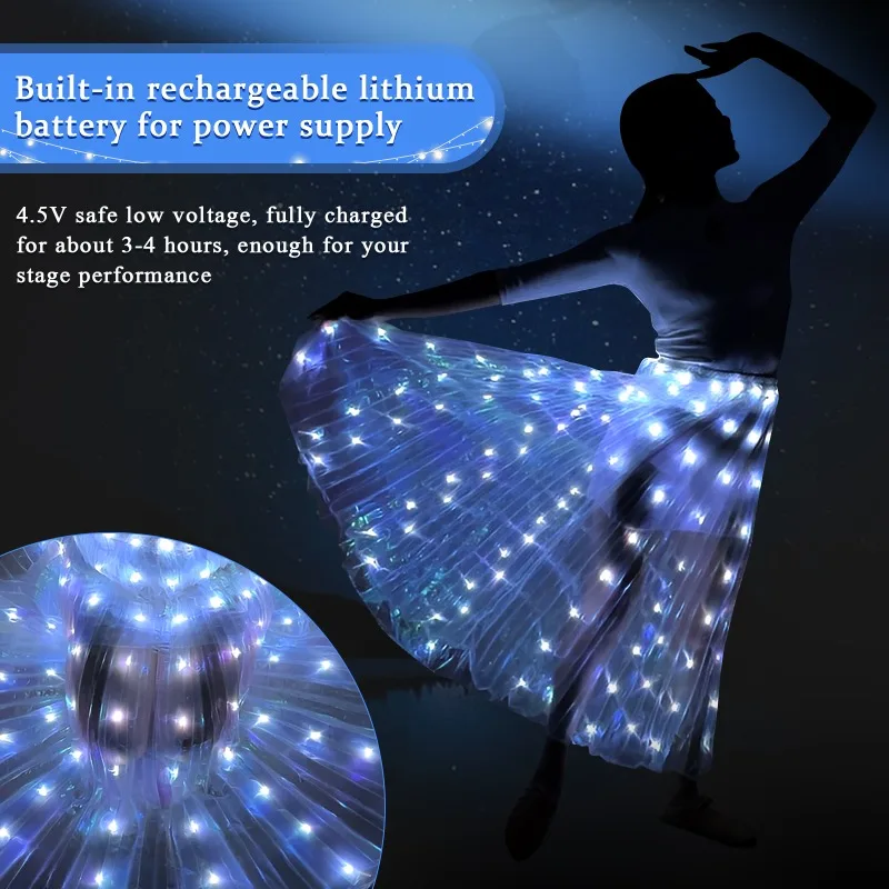 Jupe lumineuse LED colorée pour femme, costume de danse pour filles, accessoires de performance de danse du ventre, robe de fête d'Halloween et de Noël, 1PC