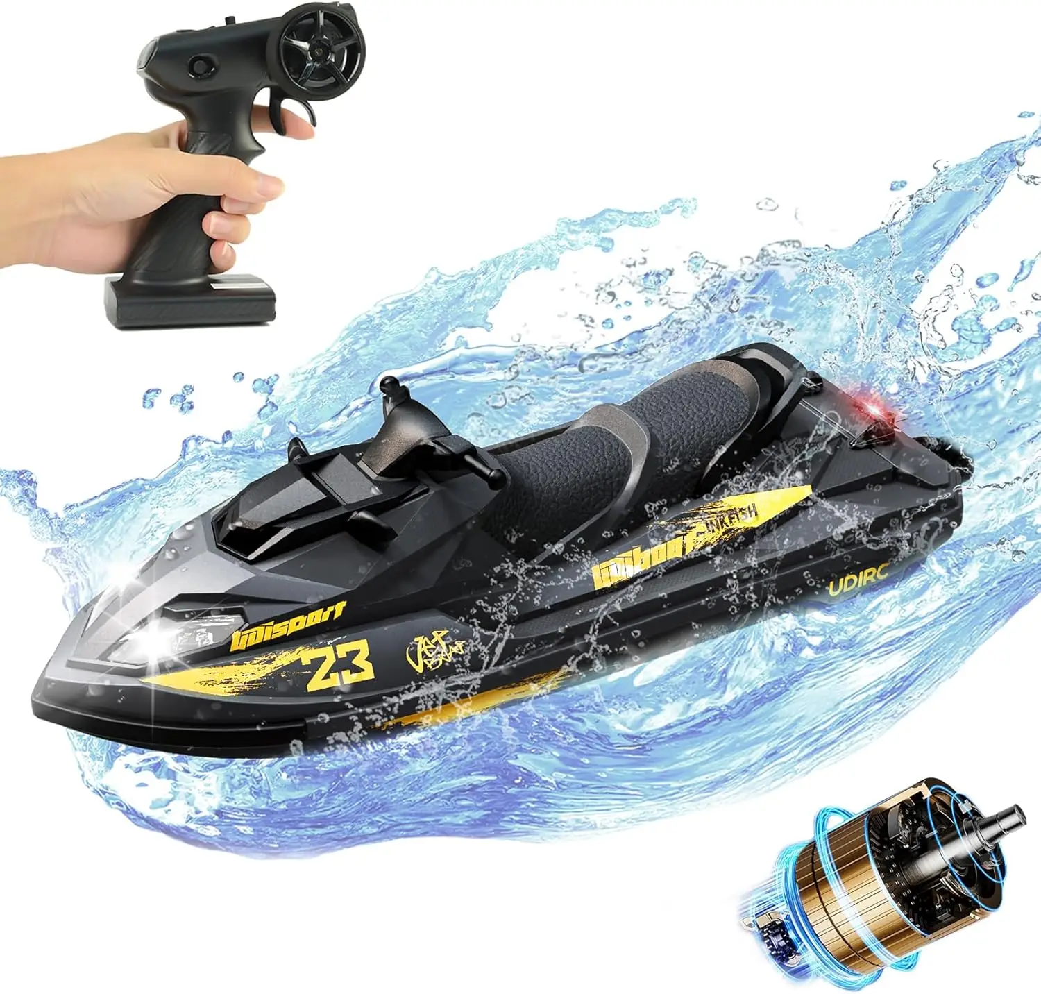 UDI023PRO Brushless RC Boat for Adults, High Speed Jet Boat, 25KM/H Remote Control Boat for Pools and Lakes