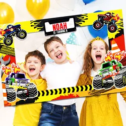 LaVenty Monster Truck Birthday Party Decoration Monster Car Party Supplies Photo Booth Props Frame