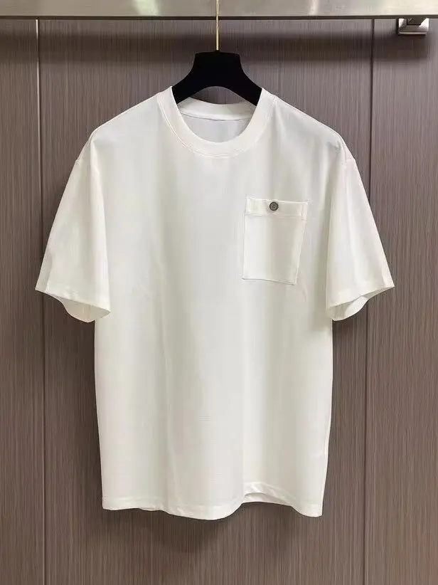 Italian old money wind 26ss pocket badge idle comfortable breathable short-sleeved T-shirt set
