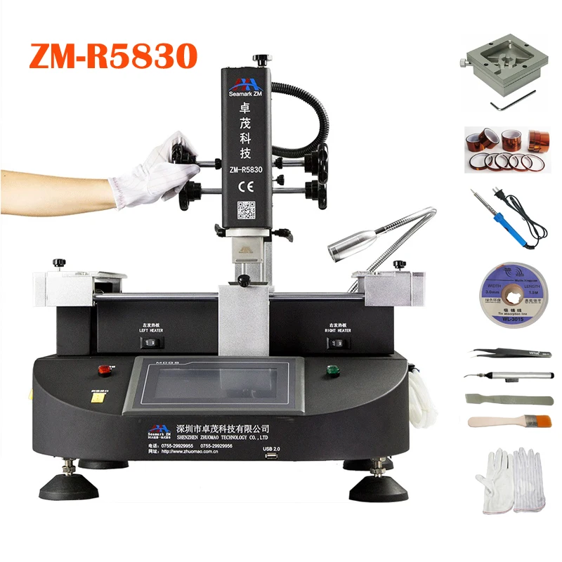 

Паяльная станция ZhuoMao -R5830 для BGA-монтажа горячим воздухом, 3 температурные зоны, 4500 Вт, с сенсорным экраном