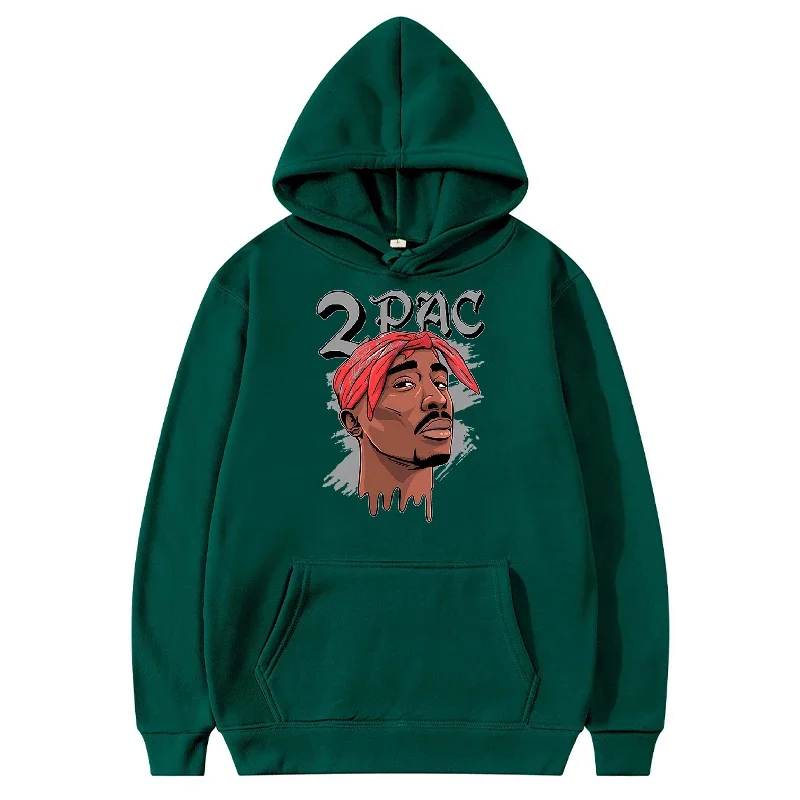 Tupac 2PAC Letter Printed Hoodies Men Fashion Long Sleeve Sweatshirts Women Casual Harajuku Streetwear Hooded Pullover Sudaderas