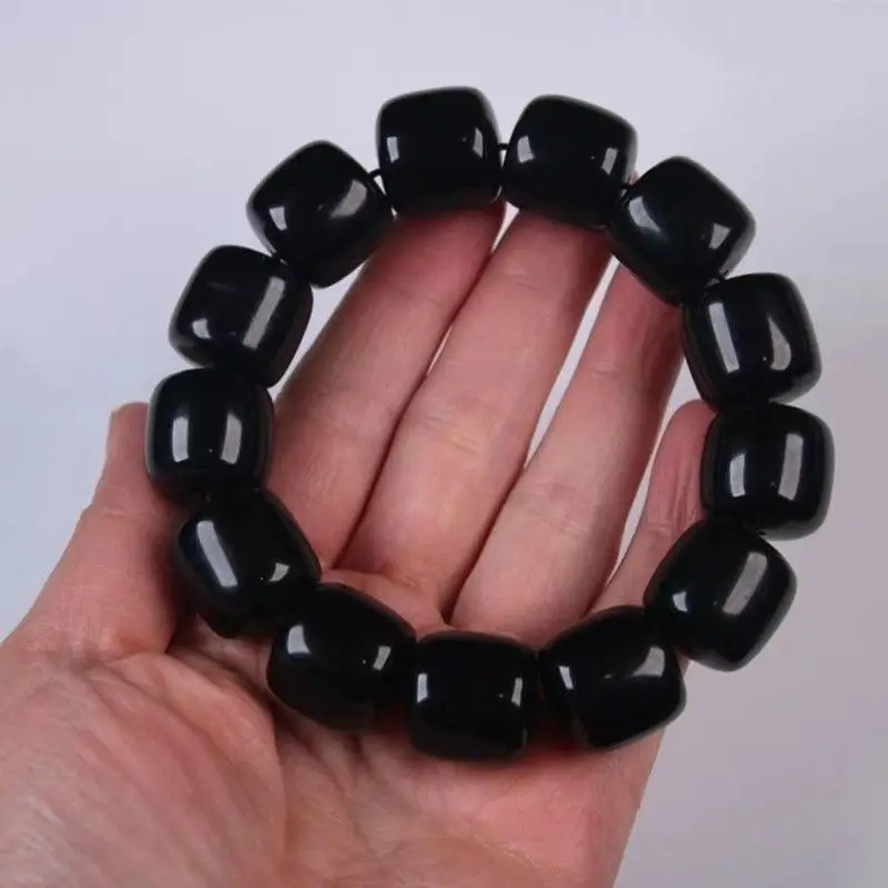Natural Yak Horn Bead with Black Gold Thread, Unisex Buddhist Beads, Tibetan Ethnic Style Old Material Jewelry Bracelet