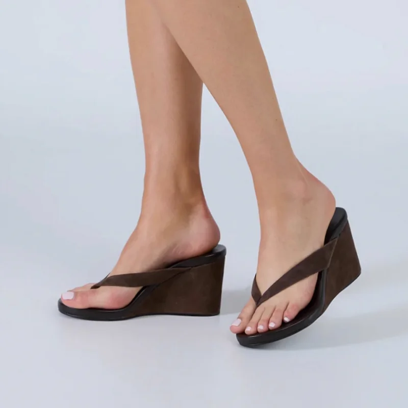 

New Fashion Designer Summer Clip Toe Platform Wedges Women Slippers Thick High Heel Comfort Outdoor Beach Flip Flops Slide Shoes