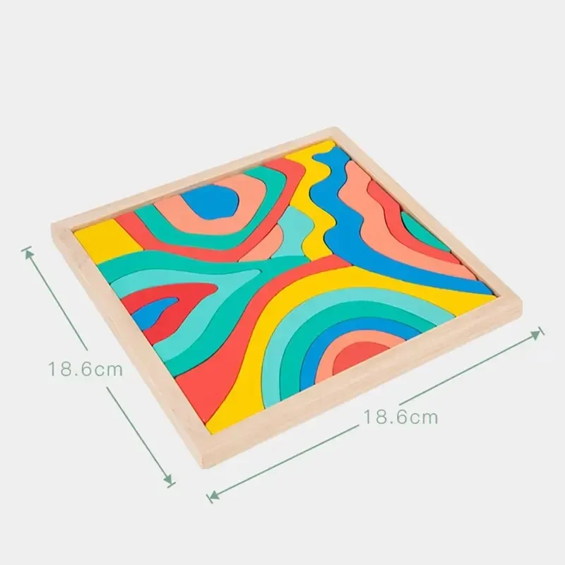 Kinderen Regenboog Houten Bordspel Houten Speelgoed Parochie Kleur Cognitieve 3D Constructor Zintuiglijk Spel Voor Kinderen