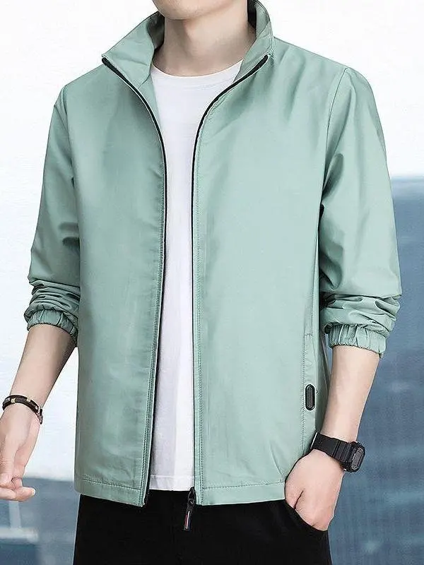 

Весна 2024, мужская повседневная куртка с воротником-стойкой, универсальный простой топ, мужская ветровка для отдыха Faion