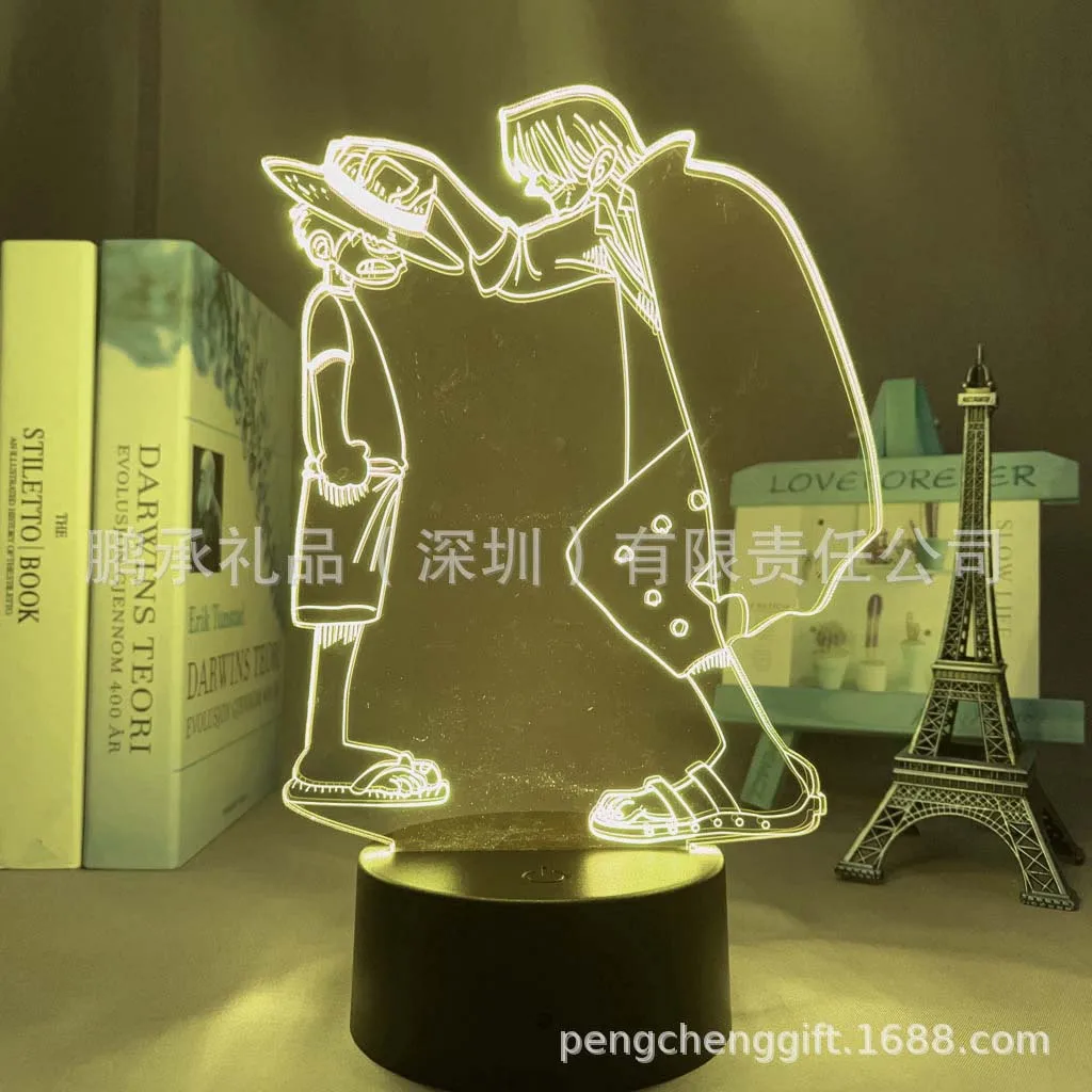 Luffy 3D Anime LED Veilleuses Jouets pour Enfants, Lampe de Table, Luffy, Sanji Zoro, Décoration de Chambre, Cadeau Manga, 1 Pc, Lam138