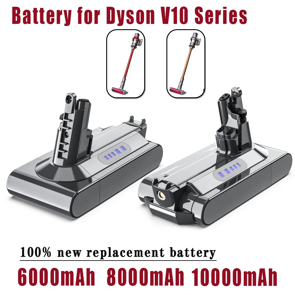 25.2V Battery 6000mAh/8000mAh Replacement Battery for Dyson V10 Absolute Cord-Free Vacuum Handheld Vacuum Cleaner for Dyson V10