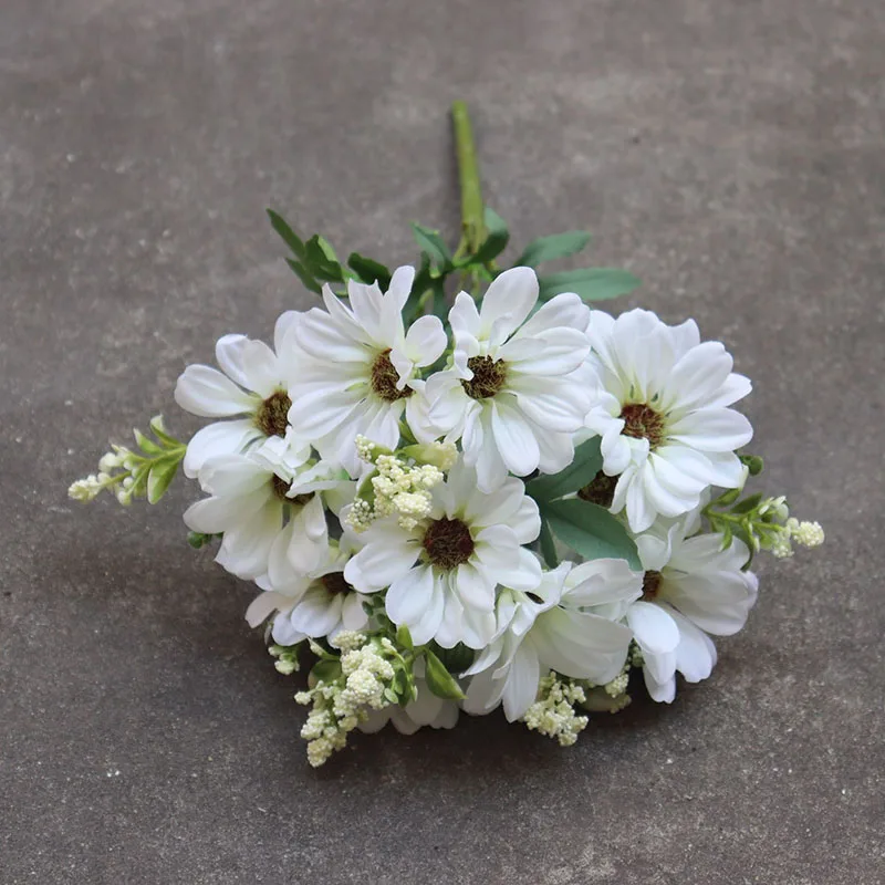 

6 Heads 12 Simulation Flowers Small Chrysanthemums Sunflowers Wedding Celebration Small Handfuls Of Flower Wall Decorations