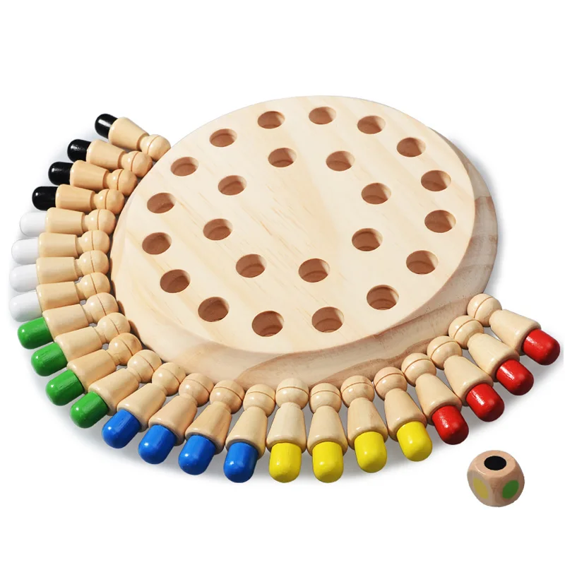 Children Kids Memory Match Stick Chess Wooden Chess Checkers Board Game Family Party Game Puzzle Baby Educational Toys