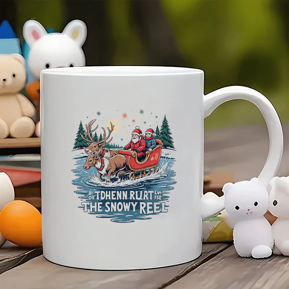كوب سعة 11 أونصة + كوب كرتوني سانتا كلوز للأطفال للمنزل والمكتب كوب مهرجان هدايا عيد الميلاد