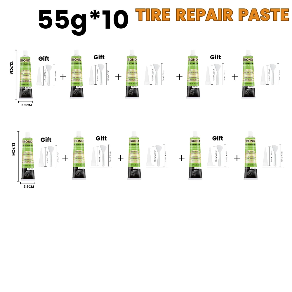 Reifenreparaturpaste für Kratzer im Auto und Fahrrad, hochtemperaturbeständig, flexibler schwarzer Kleber, schnell trocknendes, verschleißfestes Gummidichtmittel, 55 g