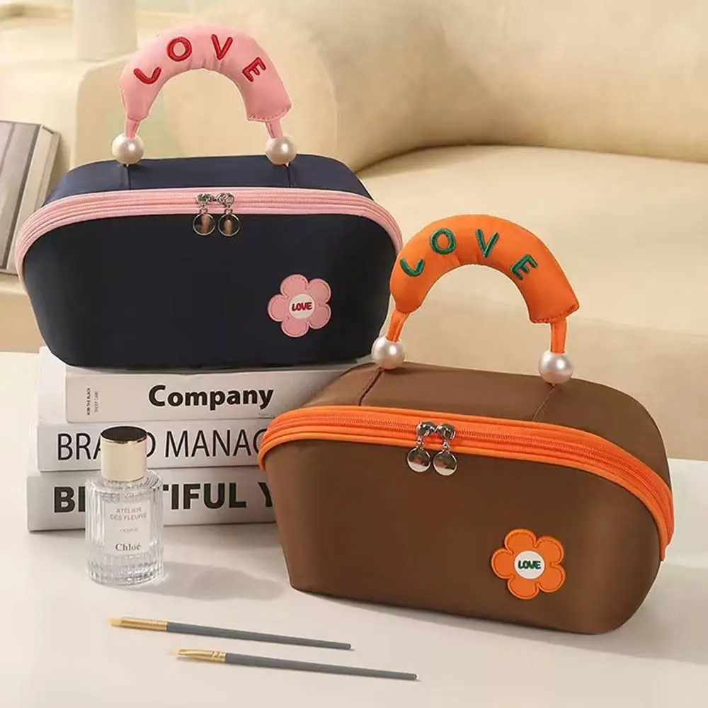 

Large Capacity Cloud Pillow Makeup Bag Pearl Double Zipper Handheld Cosmetic Bag Storage Bag Dustproof Travel Toiletry Bag