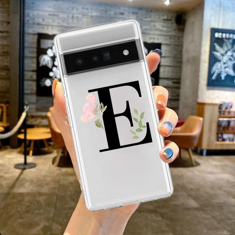 Flower Letters S Phone Case For Google Pixel 9 Pro XL 8 7 6 Pro 8A 7A 6A 5 4 5A 4A 3A XL 5G Silicone Shockproof Soft Clear Cover