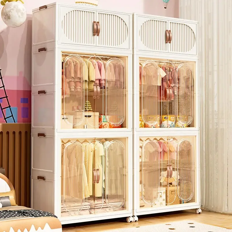 

Children's Wardrobe Bedroom Closet Cabinet Baby Storage Box Toy Clothes Organizer Locker Folding Sorting Partition Wardrobe ﻿﻿