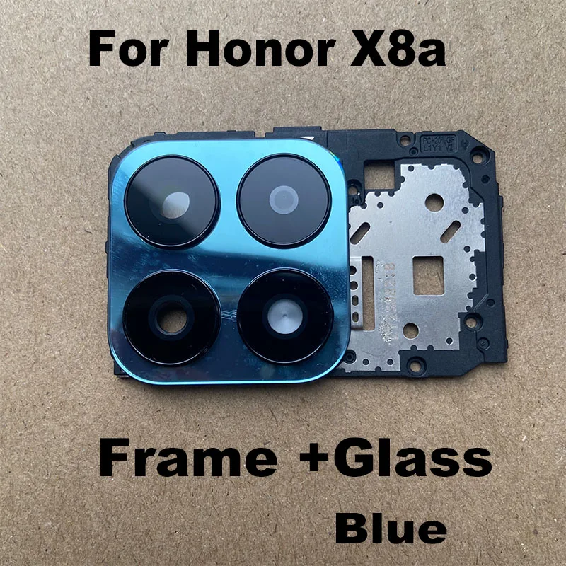 New For Huawei Honor X8a Back Camera Glass Lens Rear Camera Glass With Frame Adhesive Sticker Glue CRT-LX1, CRT-LX2, CRT-LX3