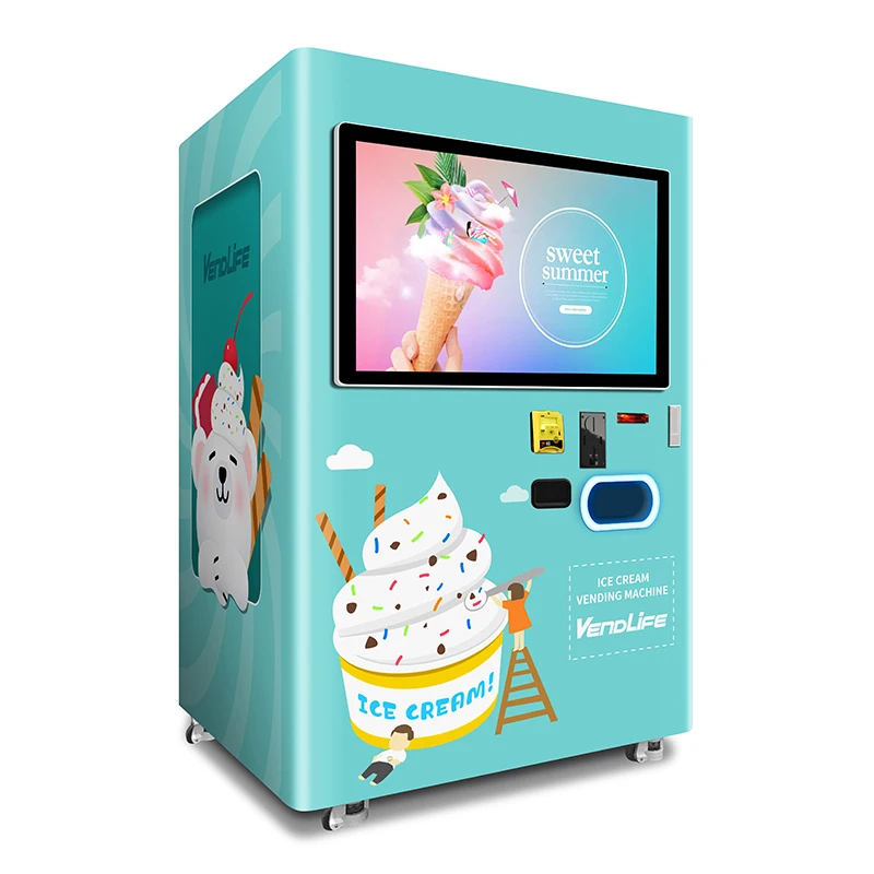 Customized Auto Frozen Yogurt Soft Ice Cream Vending Machine with Credit Card Payment Coin Operated