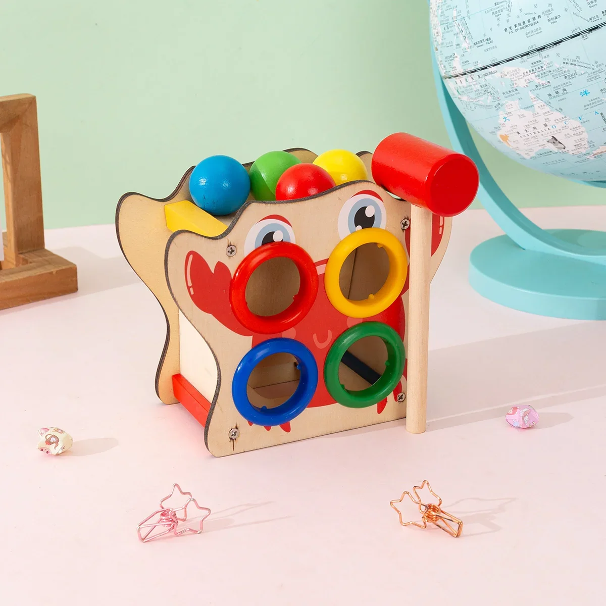 Children Toys 3D Wooden Ball Hammer Puzzles Early Learning Kid Games Educational Children Birthday New Year Gift