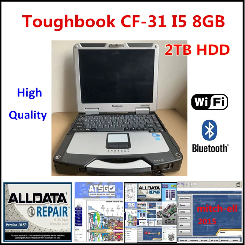 2024 Hot Toughbook CF31 CF-31 Laptop i5 8G RAM laptop with Alldata 10.53,Mitch..ll,ATSG Installed well on 2TB HDD Ready to work