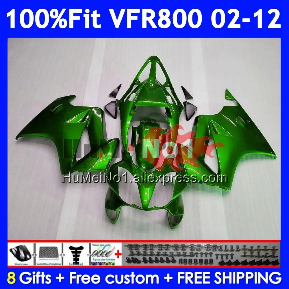 Interceptor For HONDA VFR800 VFR 800RR 800 RR 2002 2003 04 2005 2006 2007 Glossy Green 46No.35 VFR800RR 08 09 10 11 12 Fairings