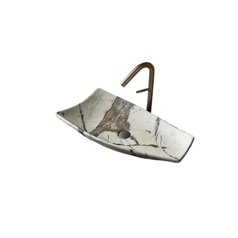 

Wabi Sandy Wind Artificial Stone Wash Basin Creative Art Wash Basin Villa Bathroom Basin