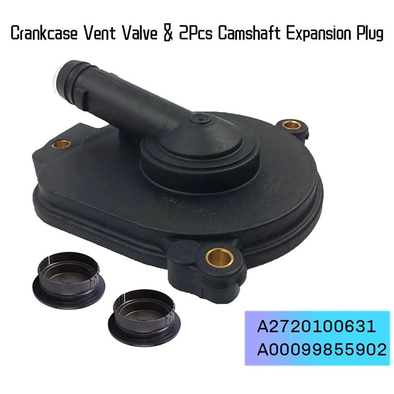 For Mercedes C230 2.5L PCV Crankcase Vent Valve & 2Pcs Camshaft Expansion Plug A2720100631 A0009985590X2 Spare Parts